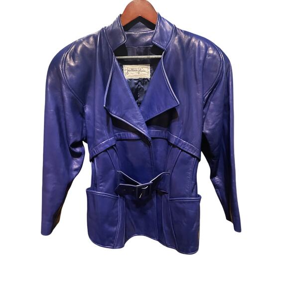 Jean Claude jitrois indigo leather skirt set 38 - Picture 4 of 14